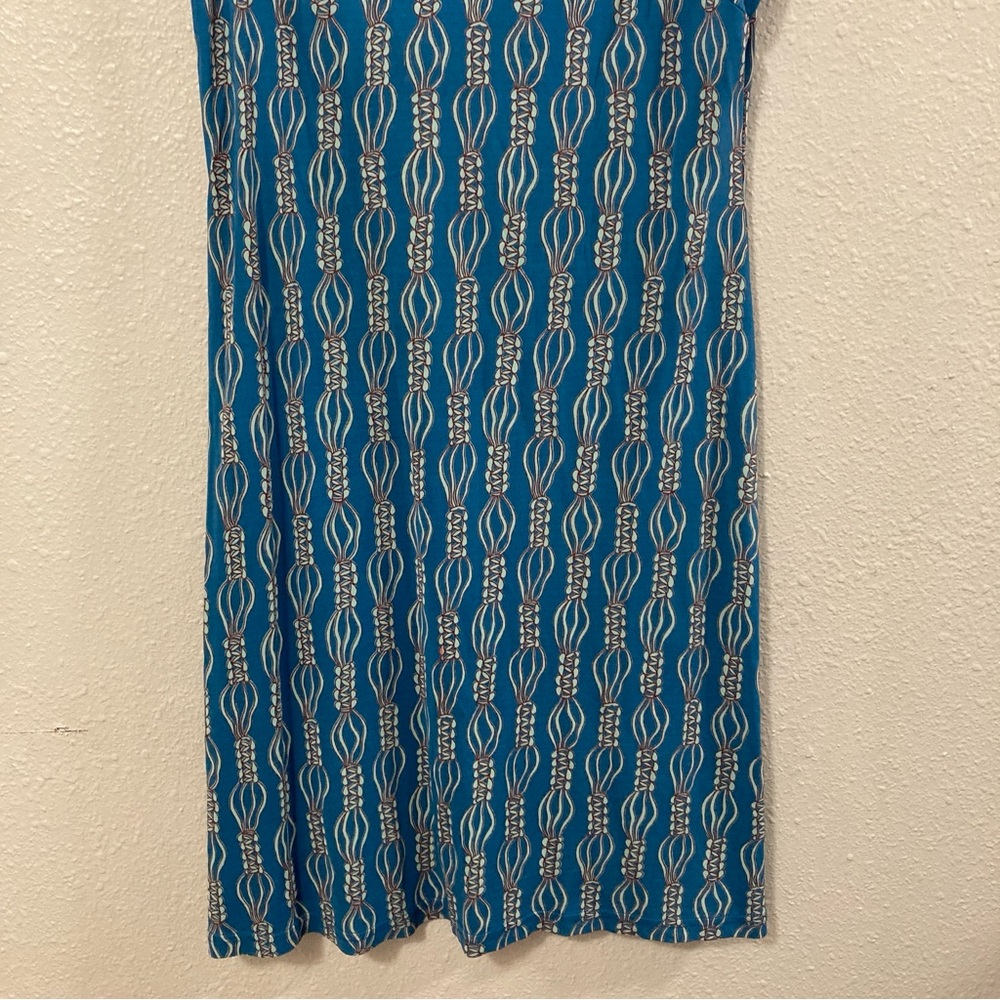 Free People Midi Dress Blue Patterned Sleeveless Rayon Collared Size M - Picture 5 of 11